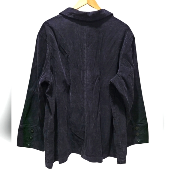 2X ERIKA 100% Cotton Black Blazer Corduroy Button Down 3 Pockets - Picture 3 of 6